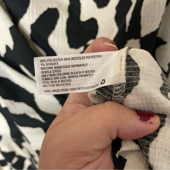 Ava & Viv Top Womens 4x Sweetheart Neck Tie-Front Black Cream Academic - Picture 3 of 6